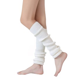 VUCDXOP Women's Long Leg Warmers Women Girls Winter Crochet Knitted Leg Warmers Leg Warmers Knee Stockings Overknees, One Size, White #1