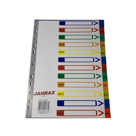 A4 Jan - Dec Month Polypropylene Dividers with Index Cover