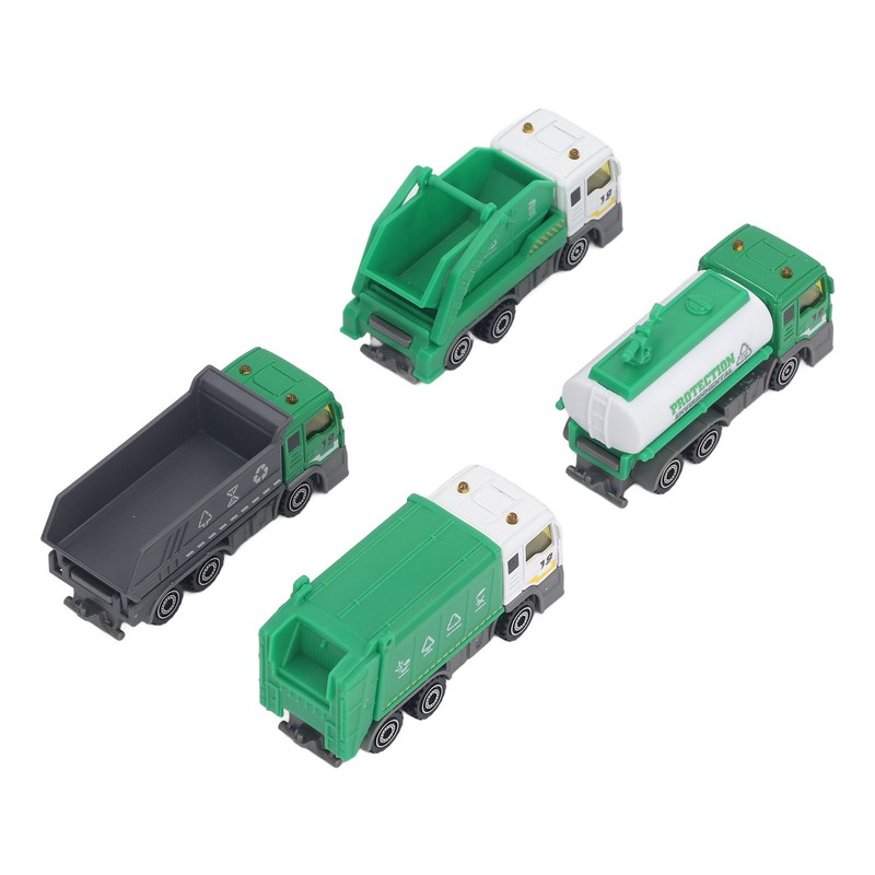 4 Pcs Garbage Truck Toy 1/32 Scale Inertial Drive Sanitation