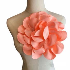 Heyiwell Large Satin Fabric flower for Brooch Pin Wedding Party Dance Dress Suit Clothes Head Hair Accessories DIY Decor 9.45"Inch,Peach