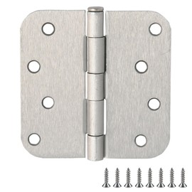 Door Hinges for Interior Doors 12-Pack 4-inch x 4-inch – Rounded 5/8-inch Radius Steel Door Hinge – Satin Nickel – Fits Standard Doors – Design House 188458