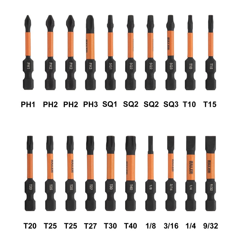 Railer 20pc Screwdriver Bit Set - Premium S2 Steel 2"
