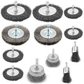12-Piece Wire Brush Drill Set with Hexagonal Rod for Cordless Screwdriver, for Polishing, Grinding, Rust Removal and Deburring - High-Quality Stainless Steel Material, Durable and Efficient