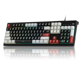 MageGee Creamy Keyboard,K2 Keyboard Wired RGB Backlit 104 Waterproof Ergonomic Keyboards,PC for PC/loptop/MAC - Knight Red