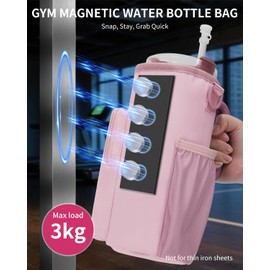 sportsnew Magnetic Gym Bag for Women Men, Water Bottle Carrier Holder with Strap & Phone Pockets for 40oz Tumbler with Handle, 4 Built-in Magnets Small Gym Bag for Sports, Workout, Fitness, Walking