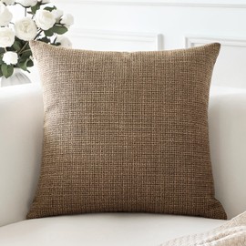 Artscope Set of 1 Cushion Cover, Plain Throw Cushion Cover, Linen Cushion Covers, 45 x 45 cm, Modern Decorative Cushion Cover Set, Cushion Case for Sofa, Bedroom, Home Decor, Brown