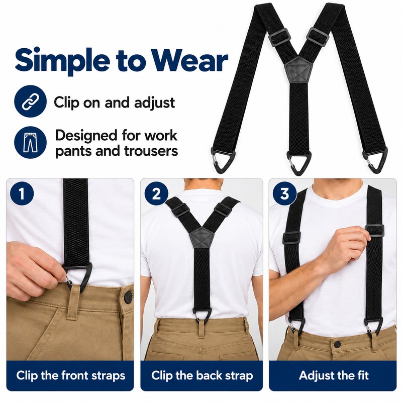 Heavy Duty Work Suspenders for Pants – Adjustable 1.5-Inch Wide