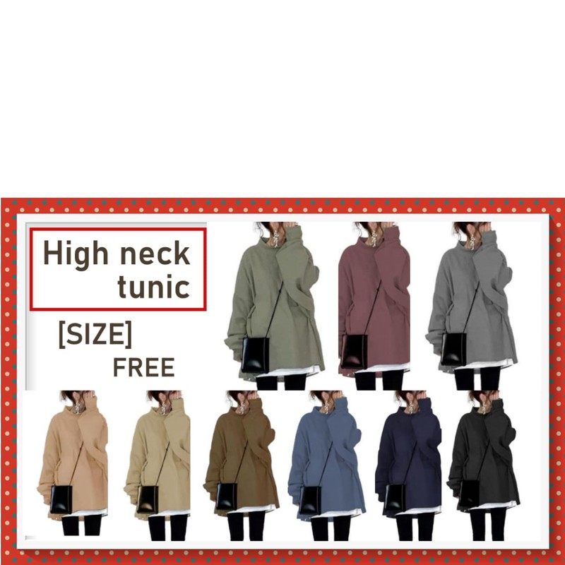 1/2 Plus Women's Sweatshirt, Tunic, High Neck, Collar, Pastel, Layered