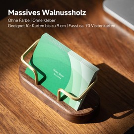 muso wood Business Card Holder Wooden Business Card Stand Walnut Wood and Brass Business Card Storage for Office, Shop, Exhibition Stand, Desk