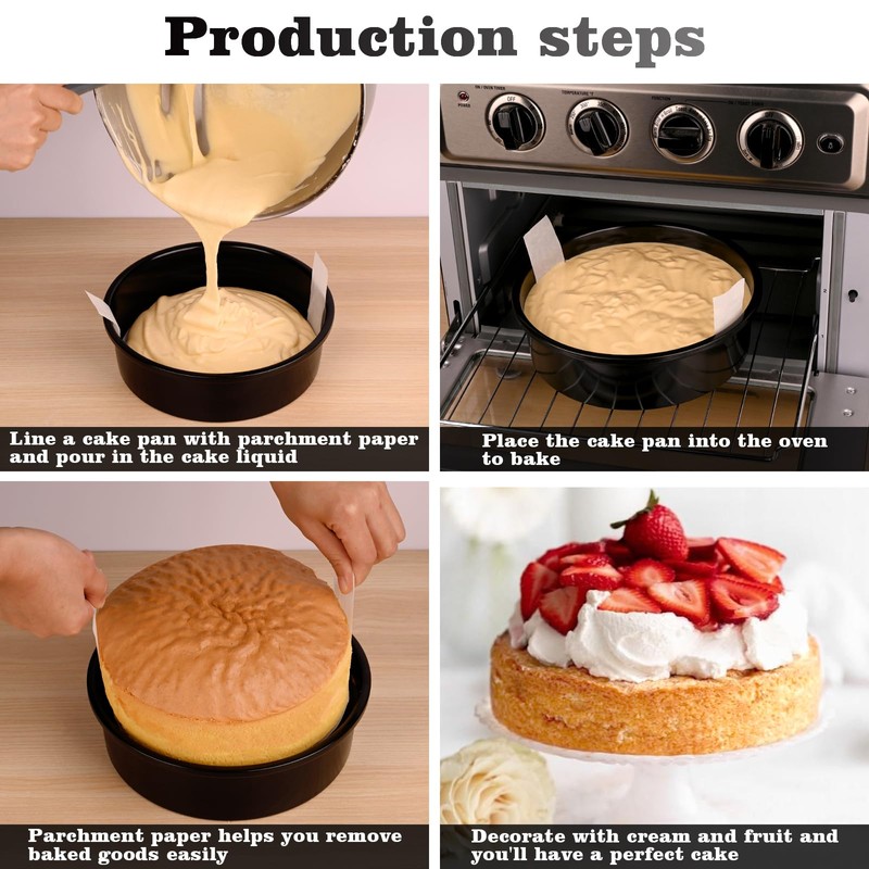 HUAKENER 8 Inch Cake Pan - Set of 3 Round