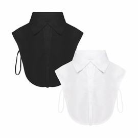 Bgfhna 2 Pieces Faux Collar Black and White Collared Shirt Women Dickey Collar for Women Detachable Half False Blouse One Size