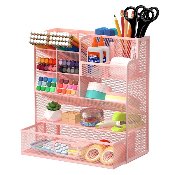 ReePlan Mesh Pen Organizer for Desk, Multi-Functional Wall Mount Pencil