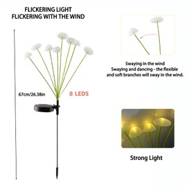 JINGTOPS 2 Stück Solar Quallen Lichterkette 8er LED Gartenleuchten Solar Beleuchtung, Solar Leuchte Outdoor Solarlicht LED Glühwürmchen Lampe für Außen Garten,Strauchwerk, Terrasse, Warmweiß