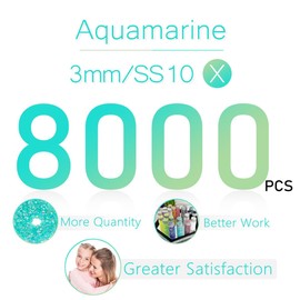 8000PCS 3mm Aquamarine AB Resin Rhinestones for Crafts Lake Blue AB Flatback Jelly Rhinestones Bulk SS10 Non-Hotfix Stones Diamonds Crystals Gems for Mugs Tumblers Bottles DIY Crafts Decoration etc