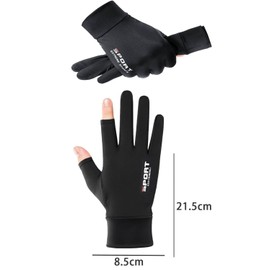YFFSFDC Fishing Gloves Fishing Gloves 2-Finger Out UV Cut Sun Protection Breathable Unisex Non-Slip Outdoor Sports (Black)