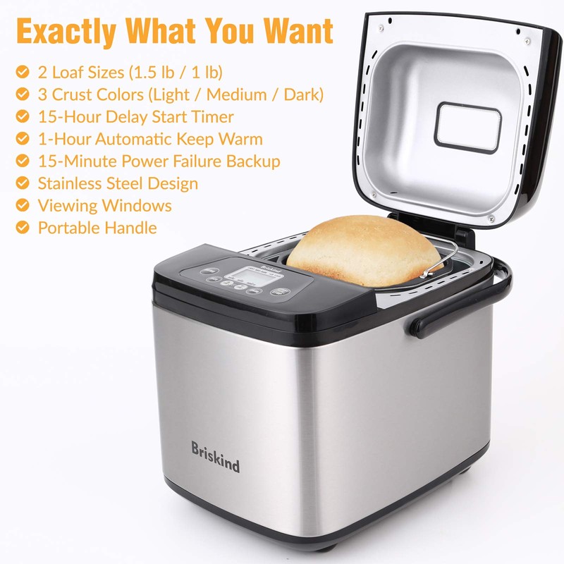 Briskind 19-in-1 Compact Bread Maker Machine, 1.5 lb / 1