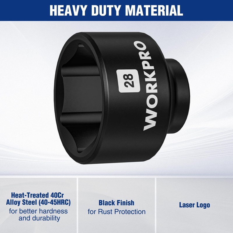 WORKPRO 28mm Oil Filter Socket Wrench, Oil Filter Removal Tool,