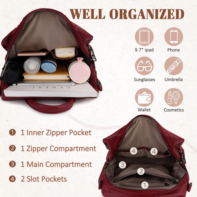 Women Backpack Purse,Fashion Convertible Soft PU Leather Backpack Shoulder Bag