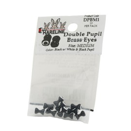 Hareline Double Pupil Brass Eyes #1 Black with White and Black