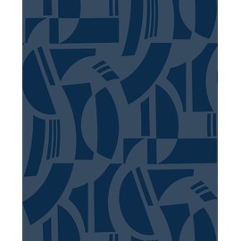Scott Living Carter Indigo Geometric Flock Wallpaper