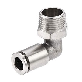 sourcing map Push to Connect Tube Fitting 8mm Tube to 3/8PT Male Elbow L Shape