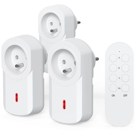 SURNICE Radio Controlled Socket with Remote Control, Programmable Radio Sockets, Open Field Range 40 m, 230 V, 1000 W, White, All On/Off, CE Certified