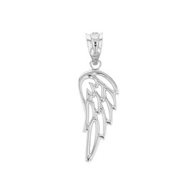 Religious Jewelry Fine 14k White Gold Guardian Angel Filigree Wing Charm Pendant