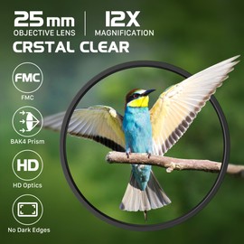 Kylietech Compact Binoculars for Adults Kids, 12x25 Binoculars Lightweight and Waterproof for Bird Watching, Mini Binoculars with FMC Lens BAK-4 Prisms for Outdoor, Travel, Concerts