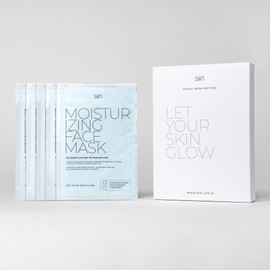 siin Organic Cellulose Sheet Masks for Face and Neck, Intensive Moisture, Revitalising, with Hyaluron, Fucogel, Collagen, etc. for Refreshed and Radiant Skin, Box of