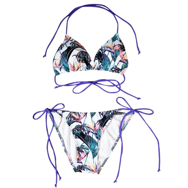 Madrugada Four Beach S671 Women's Bikini Swimsuit, Botanical Resort, With Pads, Botanical × Blue 2