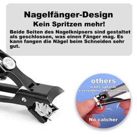 Nail Clippers for Thick Nails, Toenail Toenail Clippers, Professional Nail Clippers with Catcher for Baby, Children, Adults (Black)