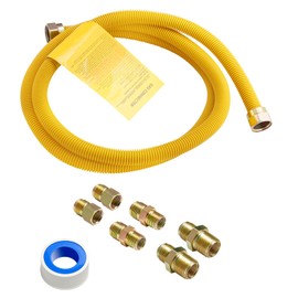 Roastove 72" Flexible Yellow Coated Gas Line Connector Kit for Stove, Dryer, Gas Water Heater, Furnace,5/8 in.OD(1/2 in. ID）Flexible Gas Line with Connector 1/2" FIP &1/2"MIP & 3/4"MIP Fitting