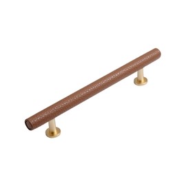JIASENBAO Brown Leather Drawer Pulls 2 Pack 5" (128mm) Hole Center Leather Dresser knobs Pulls for Kitchen Drawers Bathroom Dressers Cabinet Knobs