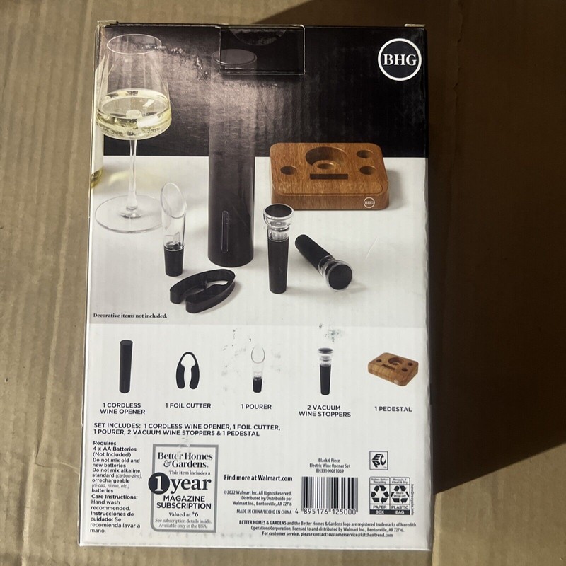 Better Homes and Gardens Six-Piece Battery Operated Electric Wine Opener
