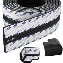 Roving Cove PreFit (Broad) Fireplace Edge Corner Protector (Extra Wide 9ft Edge 2 Corners), Baby Proofing Bumper Guards, Onyx Black, Pre-Taped, for Straight Surfaces - New & Improved