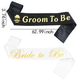 2 PCS Bride and Groom To Be Sashes Bridal Shower Party Favors Bachelorette Party Sashes for Bride Groom Engagement Wedding Party Accessories for Women Men