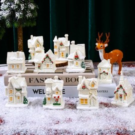 Christmas Decoration White Elastic Small House Miniature Landscape Gift lf1008 Free Size/D yellow 2ea