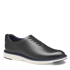 Johnston & Murphy Men's Upton One-Piece Perfed Plain Toe Dress Casual Lace-Up Shoe, Black Full Grain, 10.5 M