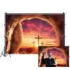 Leyiyi 8x6ft Empty Tomb Backdrop Shroud Cross Crucifixion Stone Hole