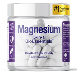 Magnesium – High Bioavailability Complex – 5-Form Complex 1950mg Per Serving – Muscle & Nervous System Support – Bisglycinate & L-Threonate + Citrate Malate – 90 Vegan HPMC Capsules