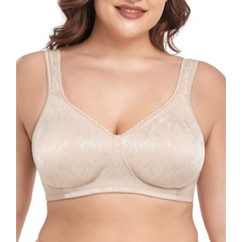wirarpa Women's Wirefree Bra Non Padded Full Coverage Support Minimizer Plus Size Bralette Beige 40B 1 Pack