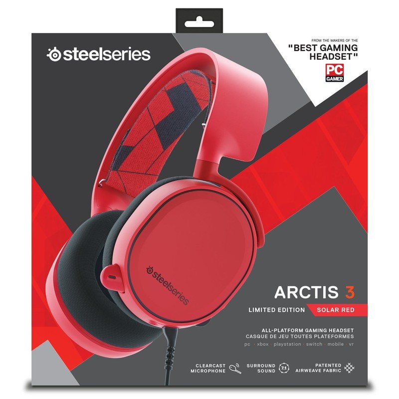 SteelSeries Arctis Over Ear Gaming Headset, red