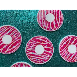 5pc. Pink Sprinkle Donuts Resin Planar Flatbacks, Bow Center, Cabochon,