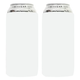 QualityPerfection 16 oz Can Cooler Sleeves (2 Unit) Neoprene Blank Beer Coolers Thick Fabric Tall Beer Collapsible Drink Coolies, Thermocoolers 16 ounce Tall Boy Can Coolie (2, White)