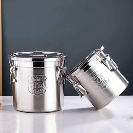 Fetcoi Stainless Steel Airtight Canister for Kitchen, Large Household Dry/Wet food Storage for Flour Coffee Bean Tea Cereal Sugar Cookie Oil, Milk, Wine (12L)