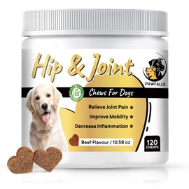 Pawfalls HIP and Joint Chews – Dog Joint Supplement with Glucosamine, Chondroitin & MSM – Supports Cartilage, Hip & Joint Health – Soft Chews for Senior & Adult Dogs – 120 Chews, Natural Beef Flavor