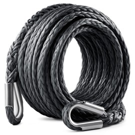 DAYDOOR Winch Rope Extension, 3/8'' x 50ft Synthetic Winch Extension Rope, 26,500 Lbs Winch Extension Line for Off Road Vehicle ATV UTV SUV Jeep(Gray)