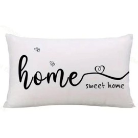 Home Sweet Home Decorative Throw Pillow Cover, White with Black Text, 50 cm x 30 cm Cushion, No insert