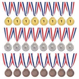 YOKIVE 24Pcs Gold Silver Bronze Award Metals, Game Award Medals 1st 2nd 3rd Prize with Neck Ribbon for Sport Competition Play (Multicolor, 2-Inches)