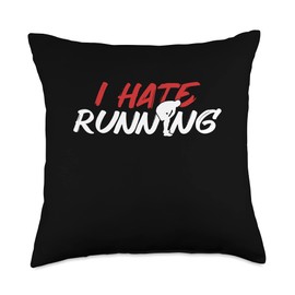 Funny I Hate Running | Marathon | Runner Throw Pillow
